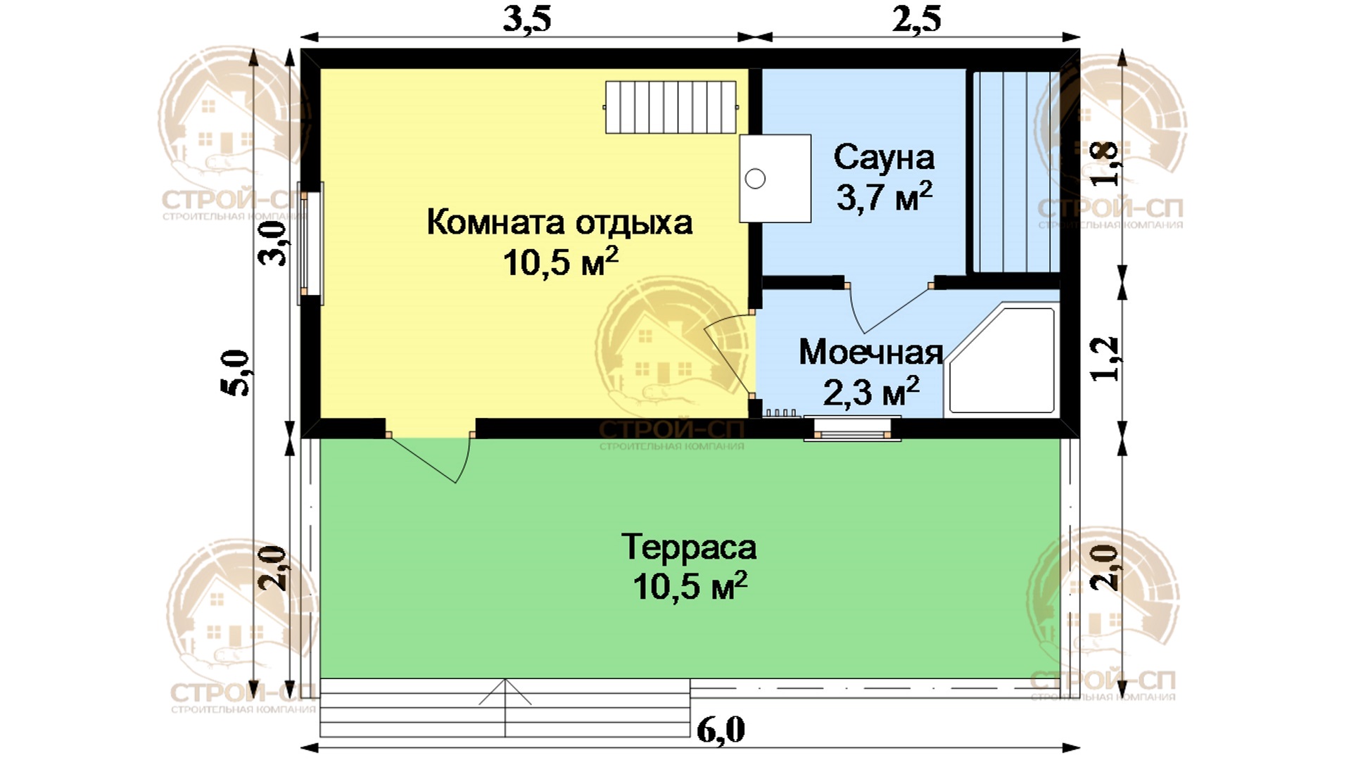 ⛪️ Проект бани из бруса БО10 цена под ключ в Волхове