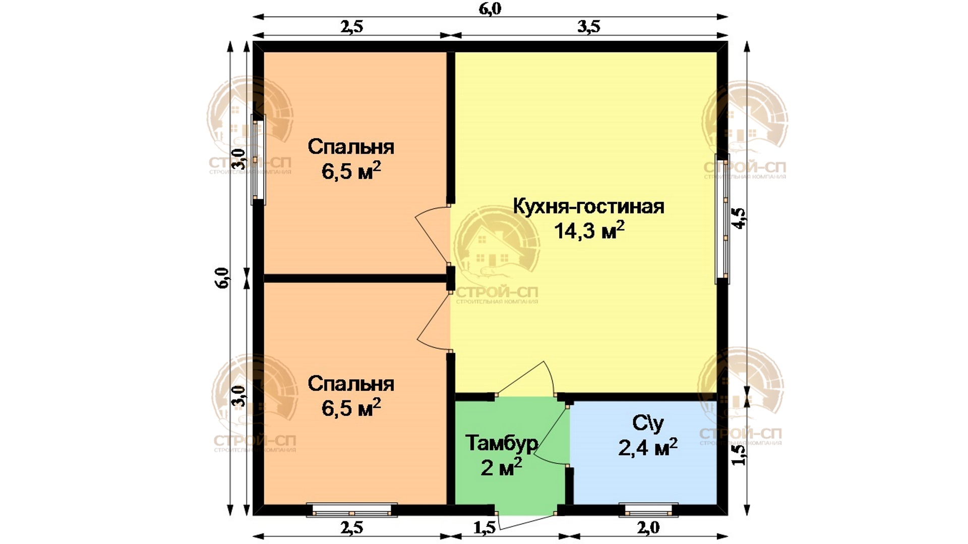 ⛪️ Проект одноэтажного каркасного дома КО03 цена под ключ в Волхове